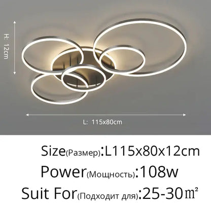 Modern gold led rings ceiling chandelier for living room