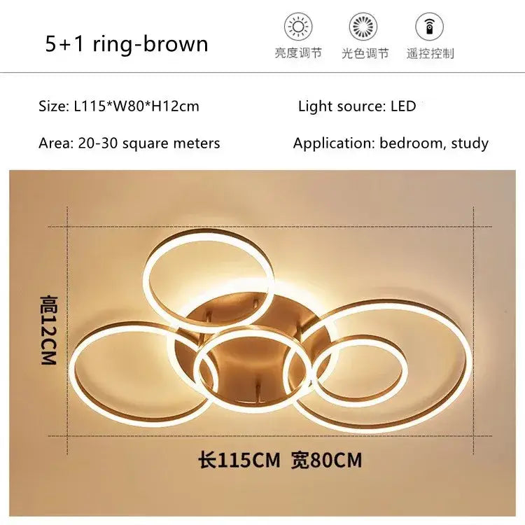 Modern gold led rings ceiling chandelier for living room