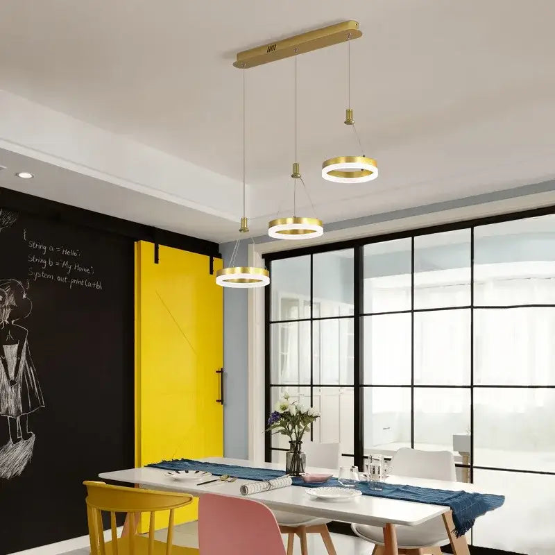 Modern gold led rings ceiling chandelier for living room