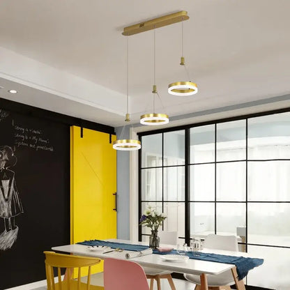 Modern gold led rings ceiling chandelier for living room