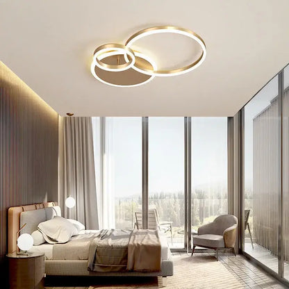 Modern gold led rings ceiling chandelier for living room
