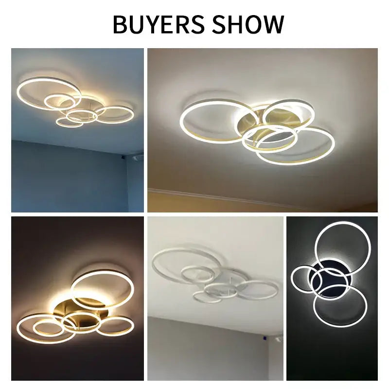Modern gold led rings ceiling chandelier for living room