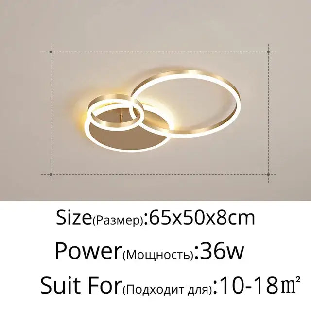 Modern gold led rings ceiling chandelier for living room