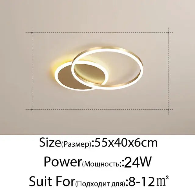 Modern gold led rings ceiling chandelier for living room
