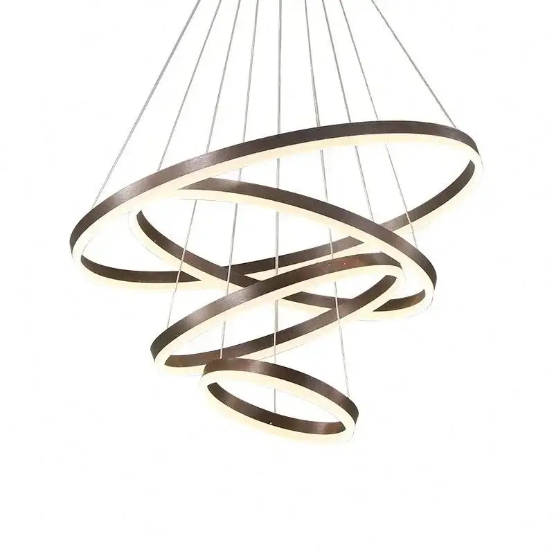 Modern bronze led rings ceiling chandelier for living room