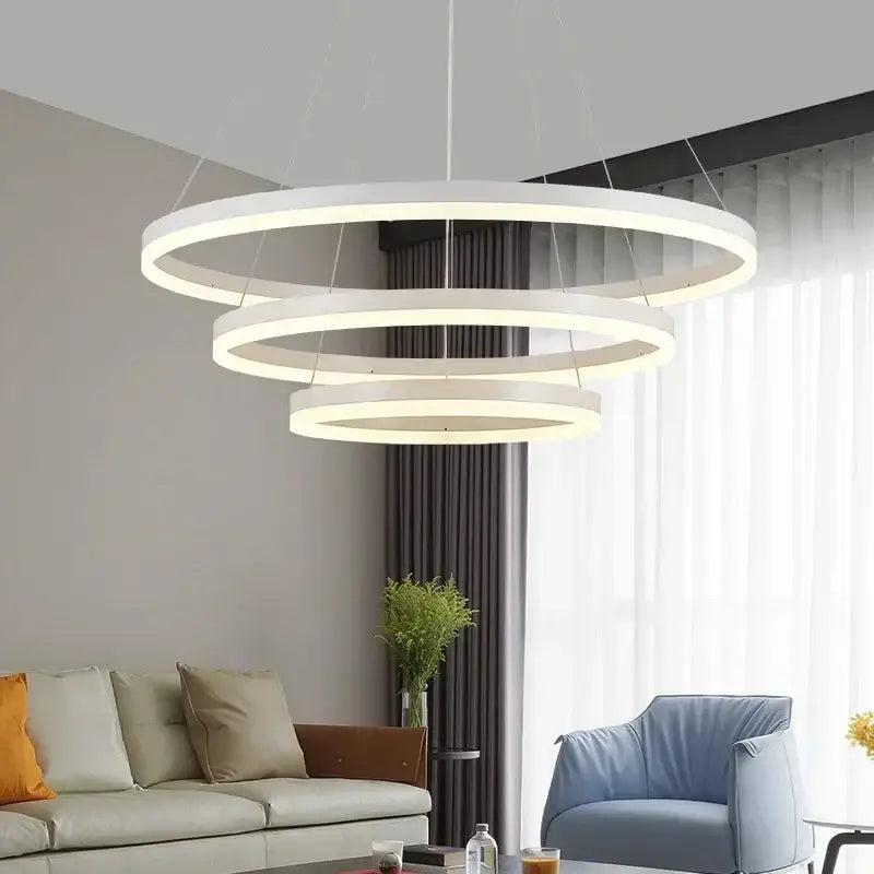Modern bronze led rings ceiling chandelier for living room