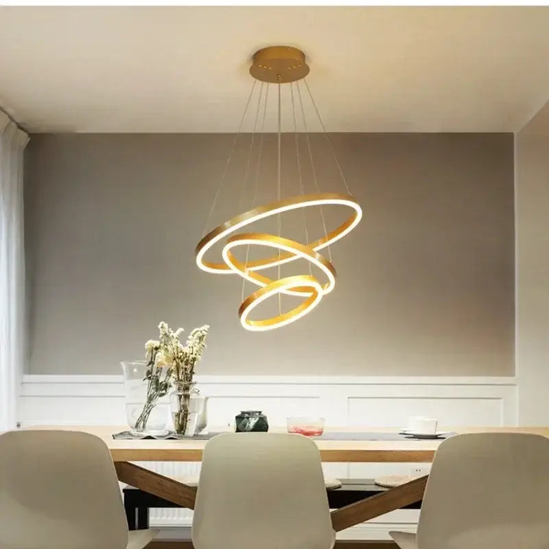 Modern bronze led rings ceiling chandelier for living room