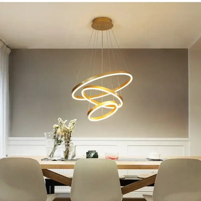 Modern bronze led rings ceiling chandelier for living room