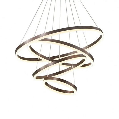 Modern matte bronze spiral led rings chandelier for dining room