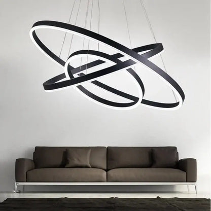 Modern matte bronze spiral led rings chandelier for dining room