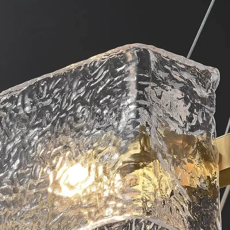 Modern gold led ripples glass cube chandelier for living room