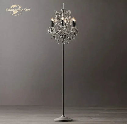 Modern rococo crystal iron floor lamp living room candle chandelier