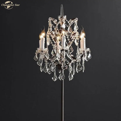 Modern rococo crystal iron floor lamp living room candle chandelier