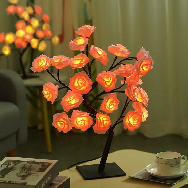 Yellow rose tree lamp bedroom atmosphere lighting