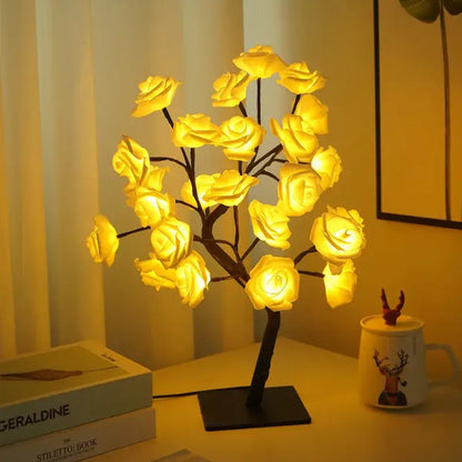 Yellow rose tree lamp bedroom atmosphere lighting