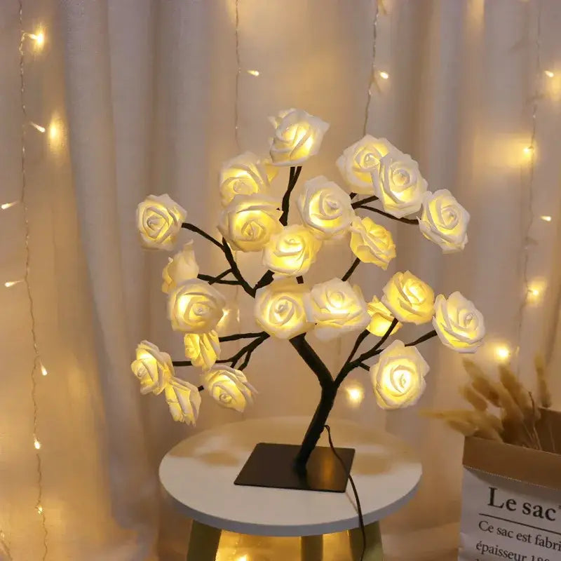 Yellow rose tree lamp bedroom atmosphere lighting