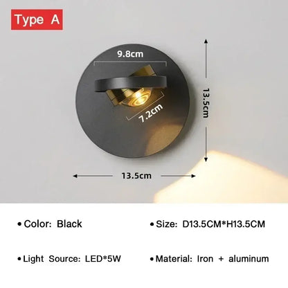 Modern minimalist rotatable wall lamp for bedroom focused lighting
