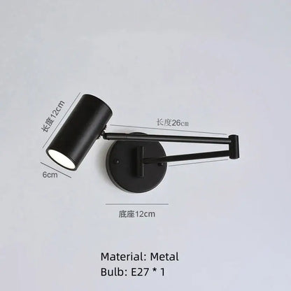 Modern black & white rotatable wall lamp – bedroom reading light