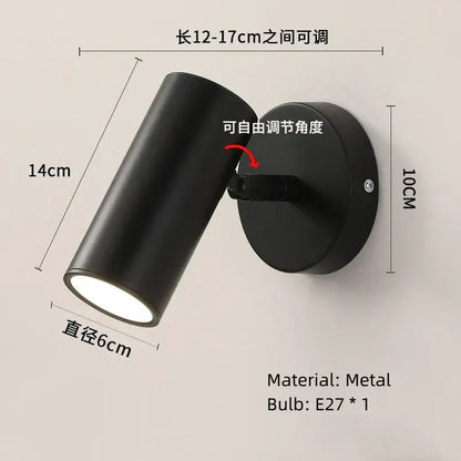 Modern black & white rotatable wall lamp – bedroom reading light