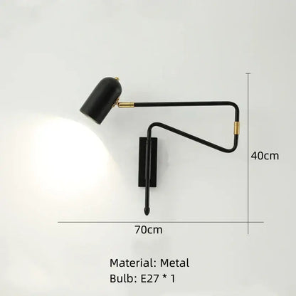Modern black & white rotatable wall lamp – bedroom reading light