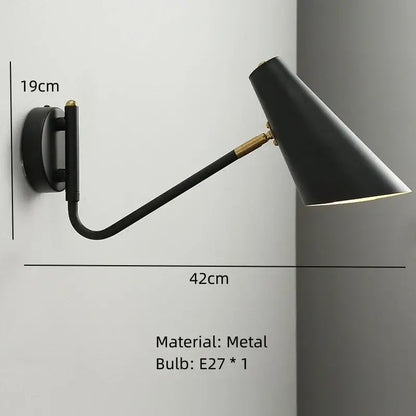 Modern black & white rotatable wall lamp – bedroom reading light