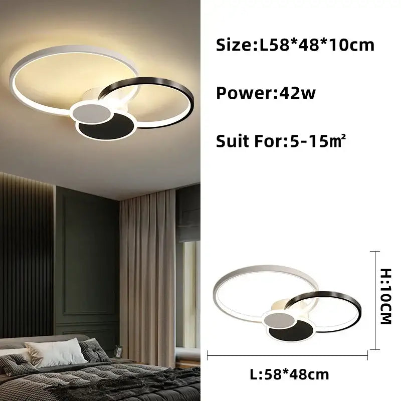 Modern gold & white led round ceiling chandelier living room light