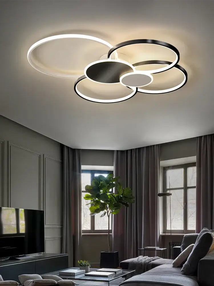 Modern gold & white led round ceiling chandelier living room light