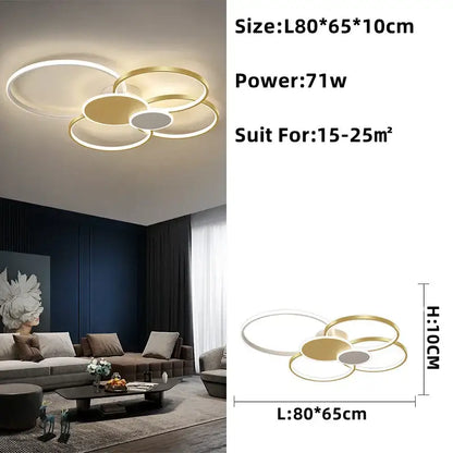 Modern gold & white led round ceiling chandelier living room light