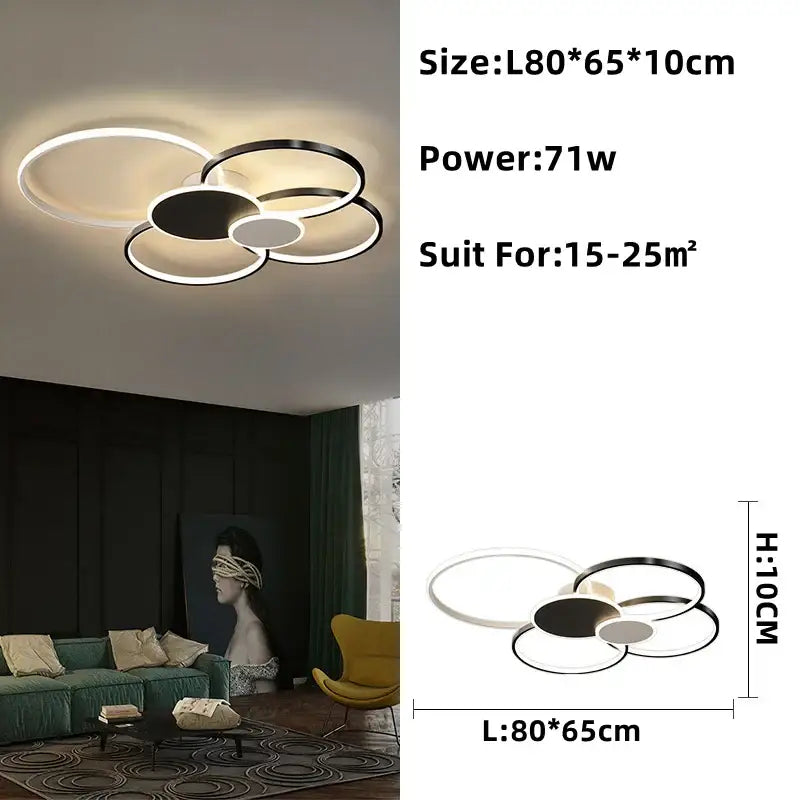Modern gold & white led round ceiling chandelier living room light