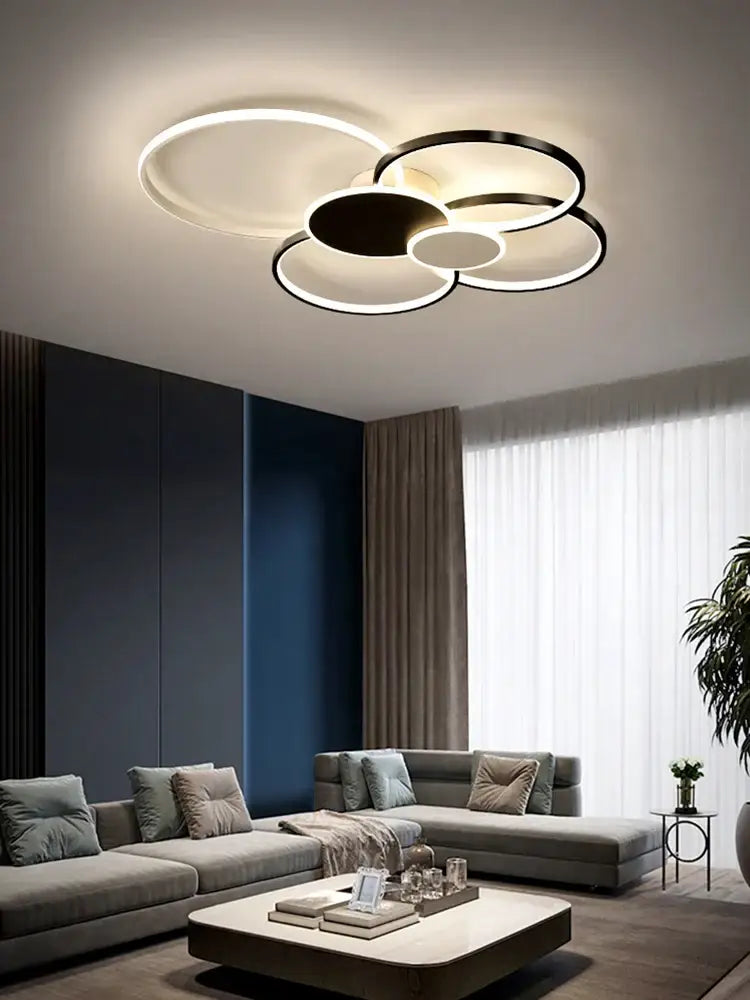 Modern gold & white led round ceiling chandelier living room light