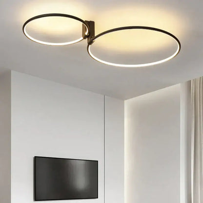 Modern black led round ceiling light living room interlocking rings