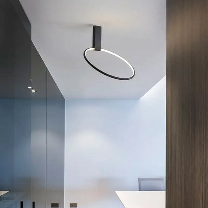 Modern black led round ceiling light living room interlocking rings