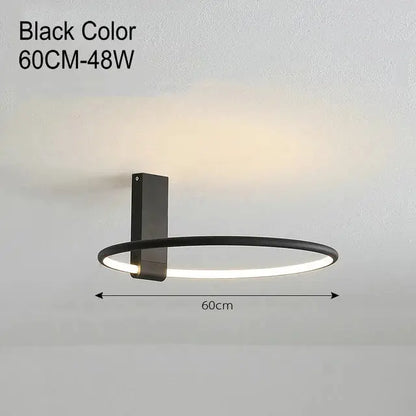 Modern black led round ceiling light living room interlocking rings