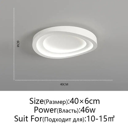 Modern white oval led round ceiling lamp living room remote dimming