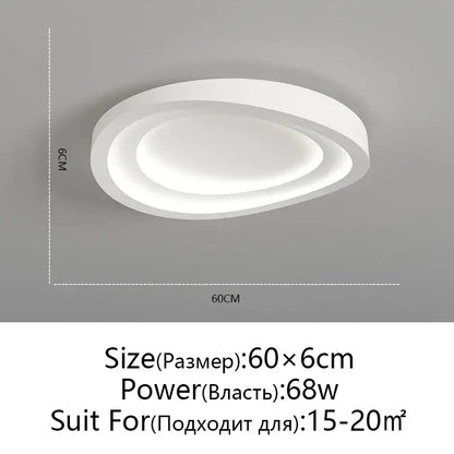 Modern white oval led round ceiling lamp living room remote dimming