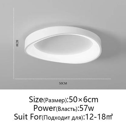 Modern white oval led round ceiling lamp living room remote dimming