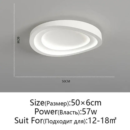 Modern white oval led round ceiling lamp living room remote dimming