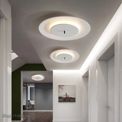 Minimalist led round ceiling light clock for bedroom