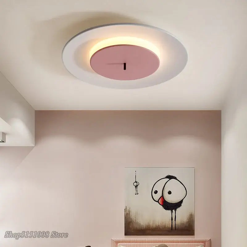 Minimalist led round ceiling light clock for bedroom