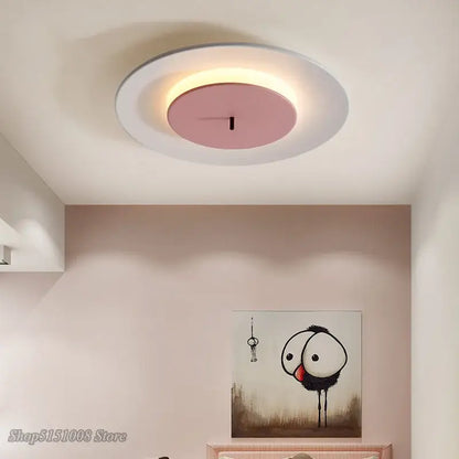 Minimalist led round ceiling light clock for bedroom