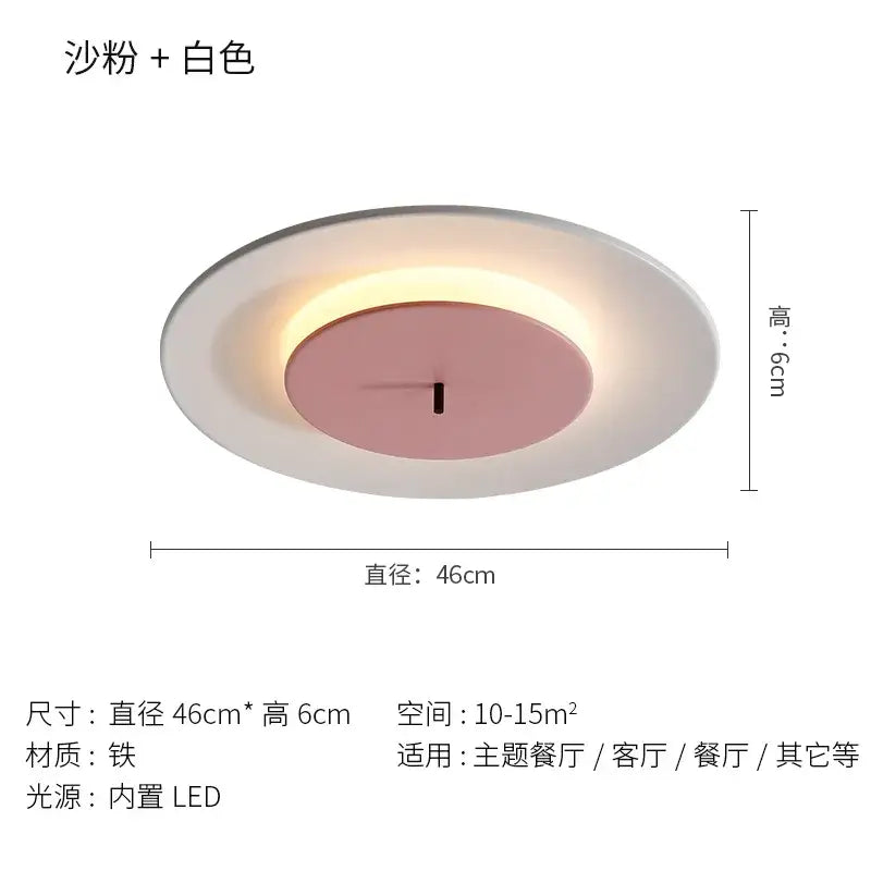 Minimalist led round ceiling light clock for bedroom