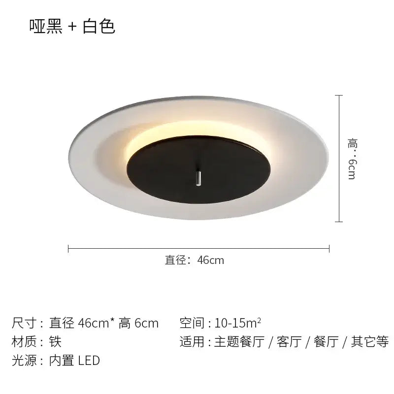 Minimalist led round ceiling light clock for bedroom