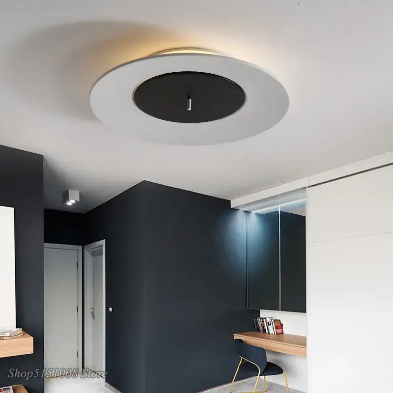 Minimalist led round ceiling light clock for bedroom