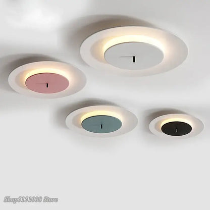 Minimalist led round ceiling light clock for bedroom
