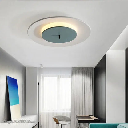 Minimalist led round ceiling light clock for bedroom