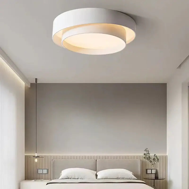 Modern white & black led round ceiling light living room warm glow