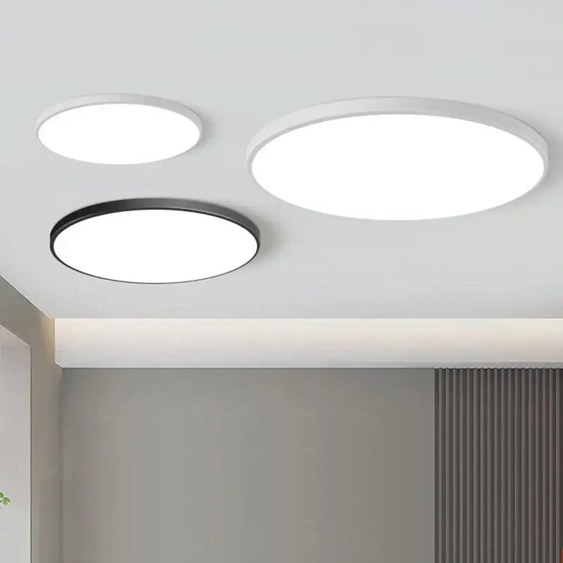 Modern minimalist white & black round ceiling light bedroom lamp