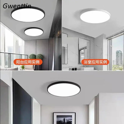 Modern minimalist white & black round ceiling light bedroom lamp