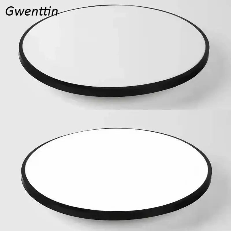 Modern minimalist white & black round ceiling light bedroom lamp