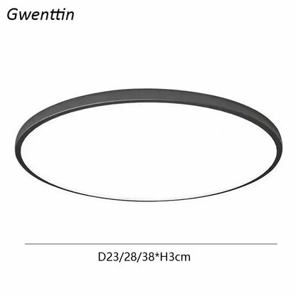 Modern minimalist white & black round ceiling light bedroom lamp